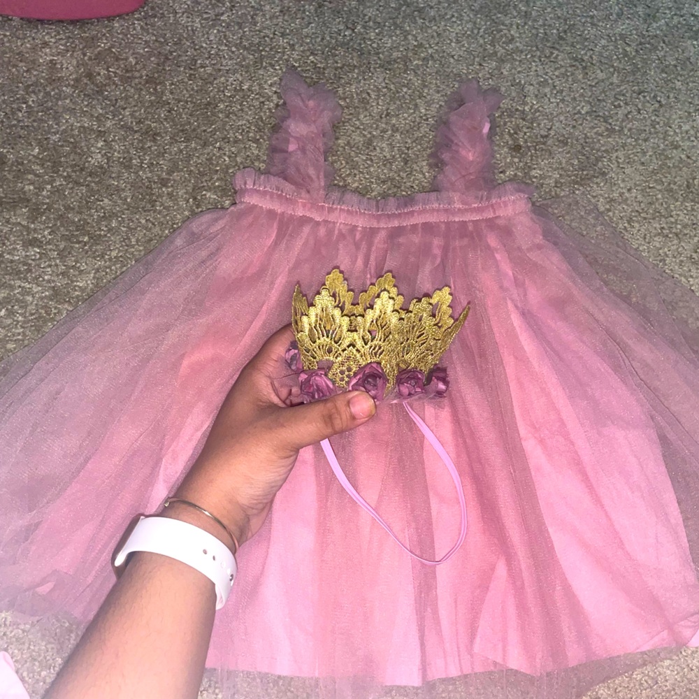 Pink Baby 90CM dress/tutu with Crown